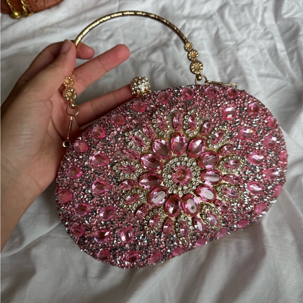 Elegant Pink and Gold Clutch